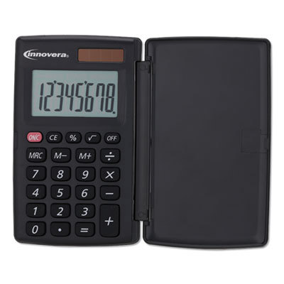 15921 Pocket Calculator with Hard Shell Flip Cover, 8-Digit LCD